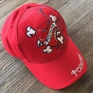 Poison Hat Red Embroidered size circumference around 21”